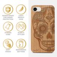 thumbnail image 4 of Case Yard Wooden Case Outside Soft TPU Silicone, Slim Fit Shockproof Wood Protective Phone Cover for Girls Boys Men and Women, Supports Wireless Charging Ice Skull Design case for iPhone-SE, 4 of 7