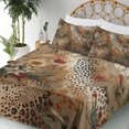thumbnail image 3 of Ambesonne Leopard Print Fitted & Top Sheet Set with Shams, Autumnal Vibes Exotic, Camel Apricot and Green, 3 of 5
