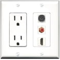 thumbnail image 1 of Ultra Spec Cables 15 Amp Power Outlet 1 Port HDMI 1 Port RCA Red 1 Port Toslink Wall Plate, 1 of 1