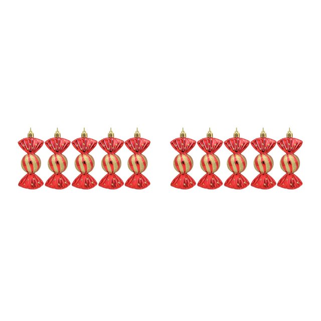 Wosthever Paquete de 5 bolas de dulces de Navidad que cuelgan las decoraciones navideñas DIY Art Tree Wall Pendant Atmósferas Ornament Home Rojo 2piezas