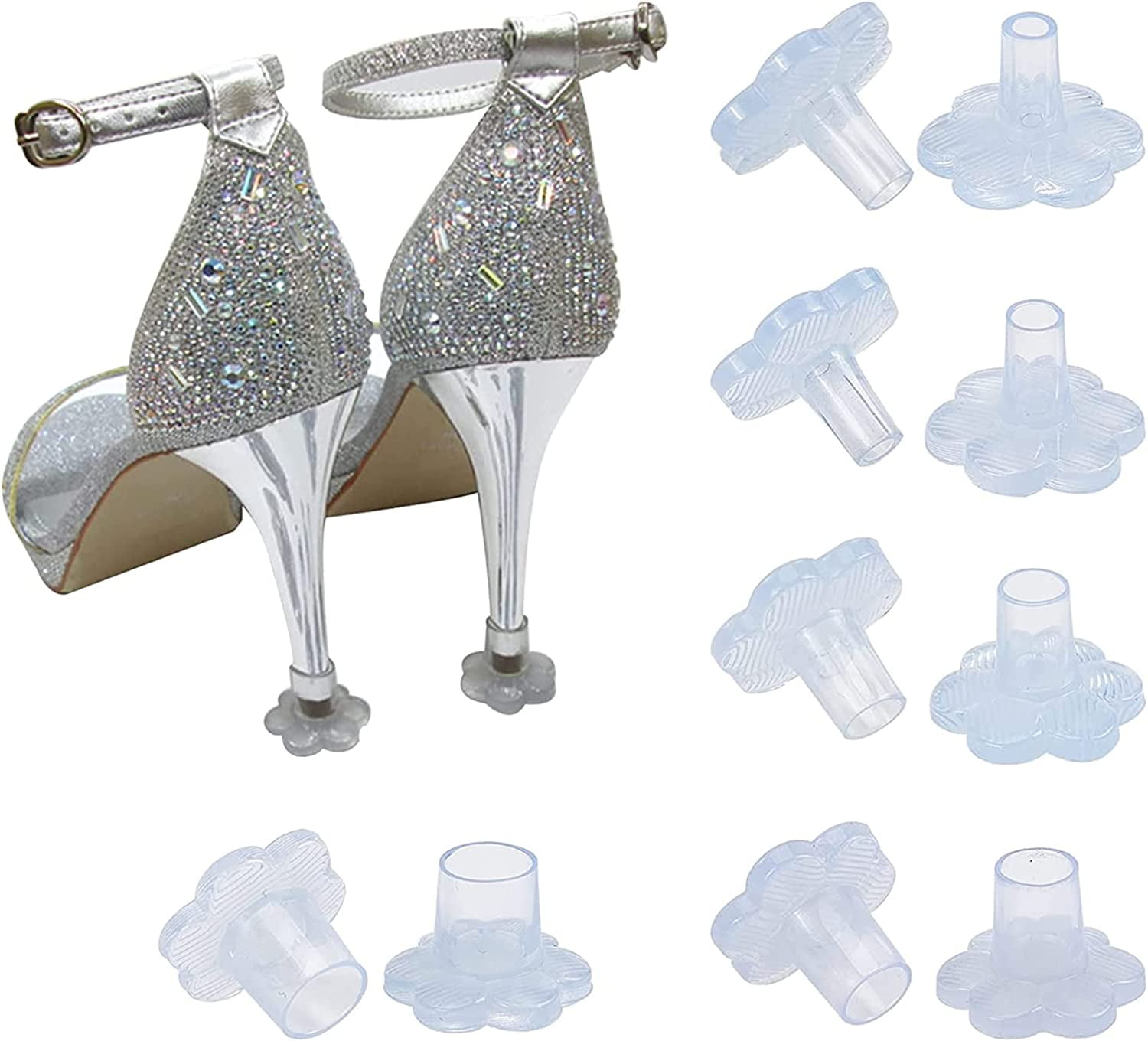 5 Pairs Clear High Heel Protectors, 5 Sizes Heel Repair Caps Covers