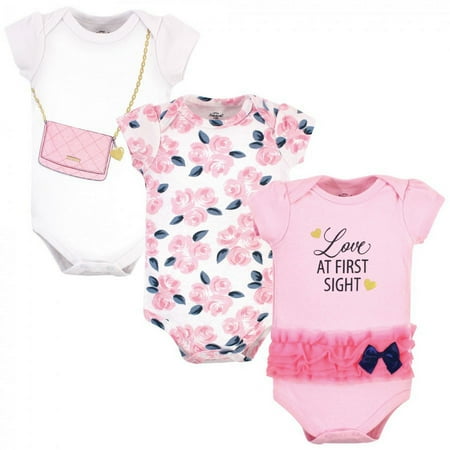 UPC: 0660168775228 | Little Treasure Baby Girl Cotton Bodysuits 3pk  Love At First Sight  6-9 Months