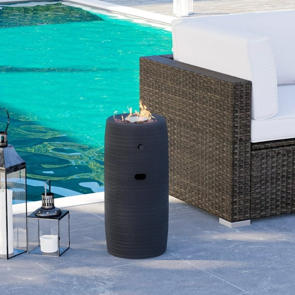 MOALCOFER 15,000 BTU Round Propane Fire Pit Table with Lava Rocks, 11" Outdoor Patio Heater, Waterproof Cover, Graphite Base Gray