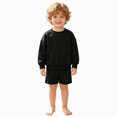 thumbnail image 3 of HFHAPW Toddler Baby Boy Fall Clothes Solid Color Long Sleeve Pullover Sweatshirt Tops Joggers Shorts Set Winter Outfits 0 6 12 18 Months 2T 3T 4T 5T 6T 7T 8T 9T(Black,160), 3 of 5