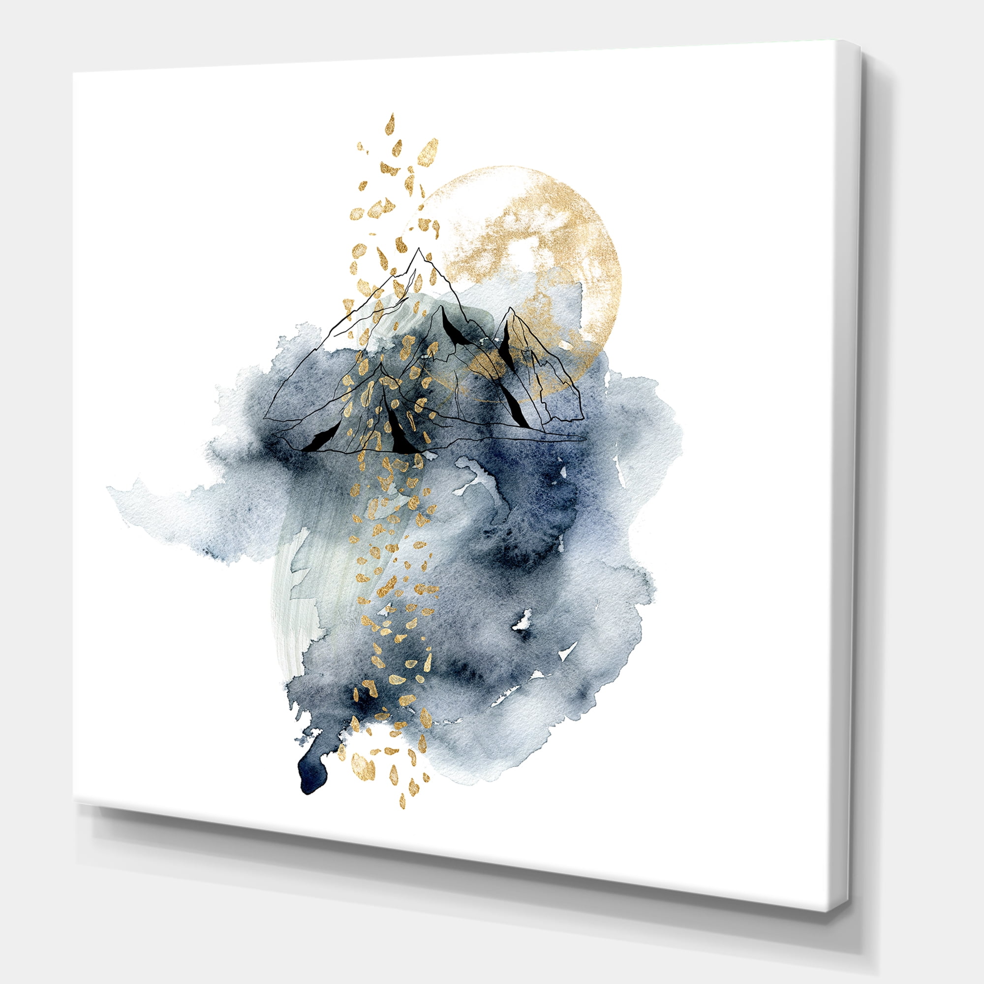 Designart ' Minimalistic Landscape of Moon With Mountains ' Modern Canvas Wall Art Print