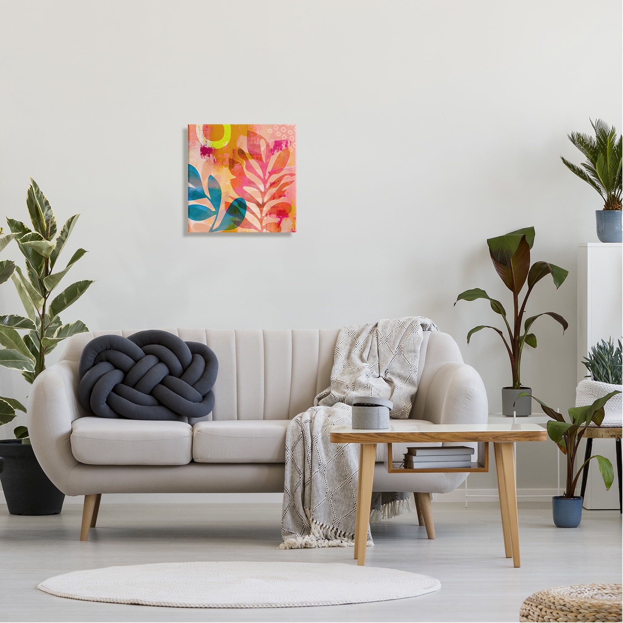 Stupell Industries Modern Leaf Shapes Botanical & Floral Painting Gallery Wrapped Canvas Art Print Wall Art, 17 x 17