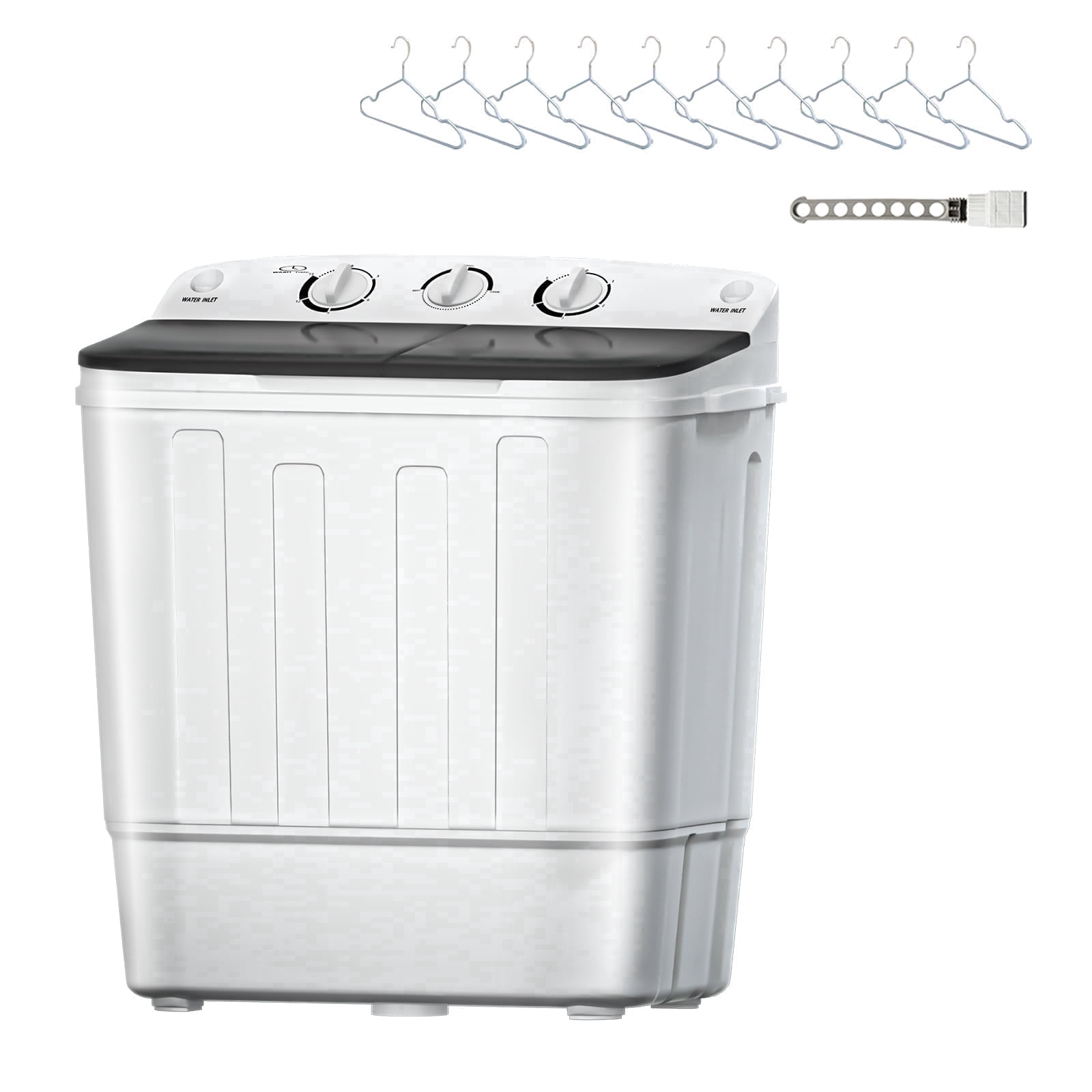 Dimedeal 18LBS Portable Twin Tub Mini Washing Machine, Washer & Spinner, Drying Rack & Hangers, Compact Laundry Machine Washer for Dorms, Apartment