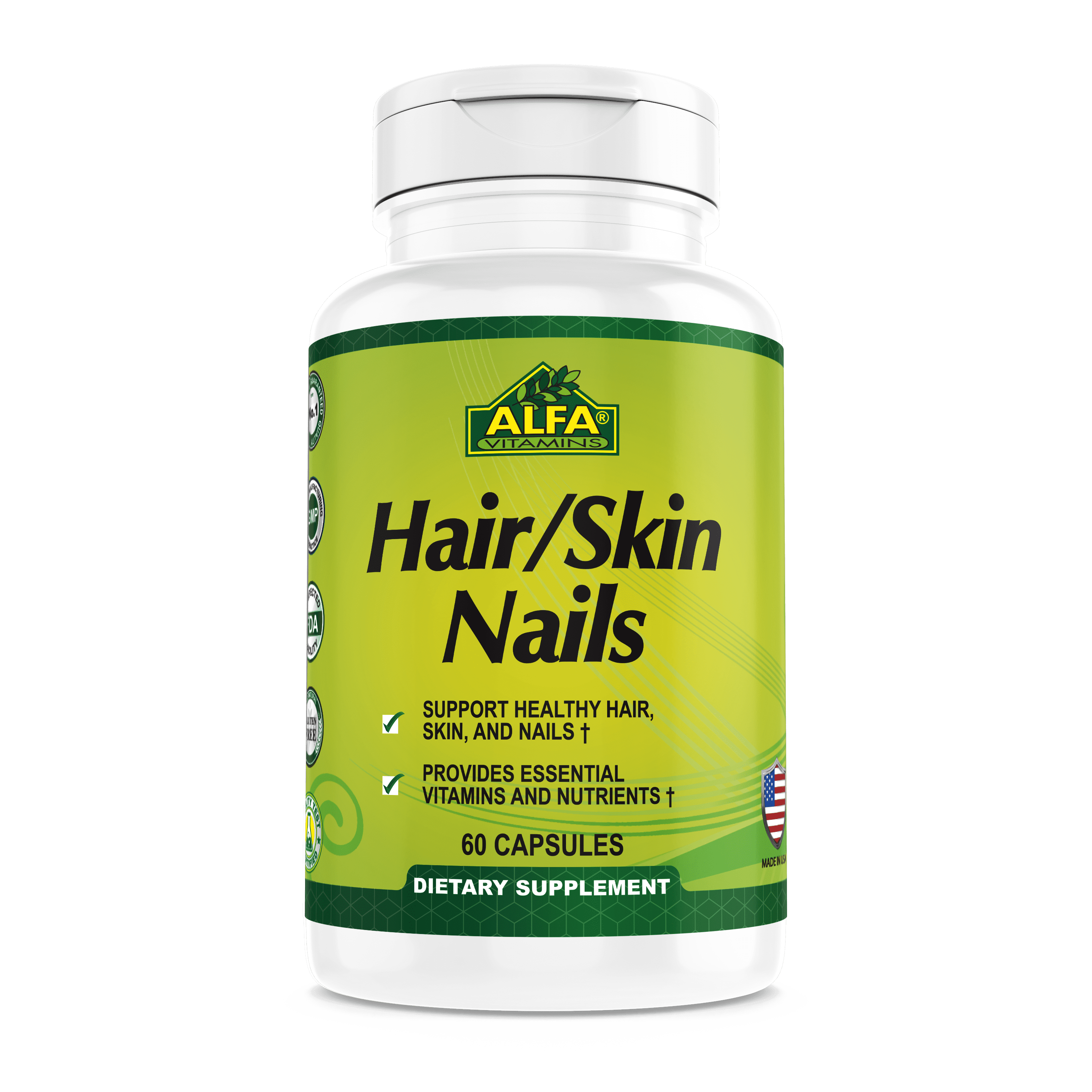 Hair Skin Nails daily by Alfa Vitamins dietary supplement for a healthy  lifestyle - 60 Capsules 
