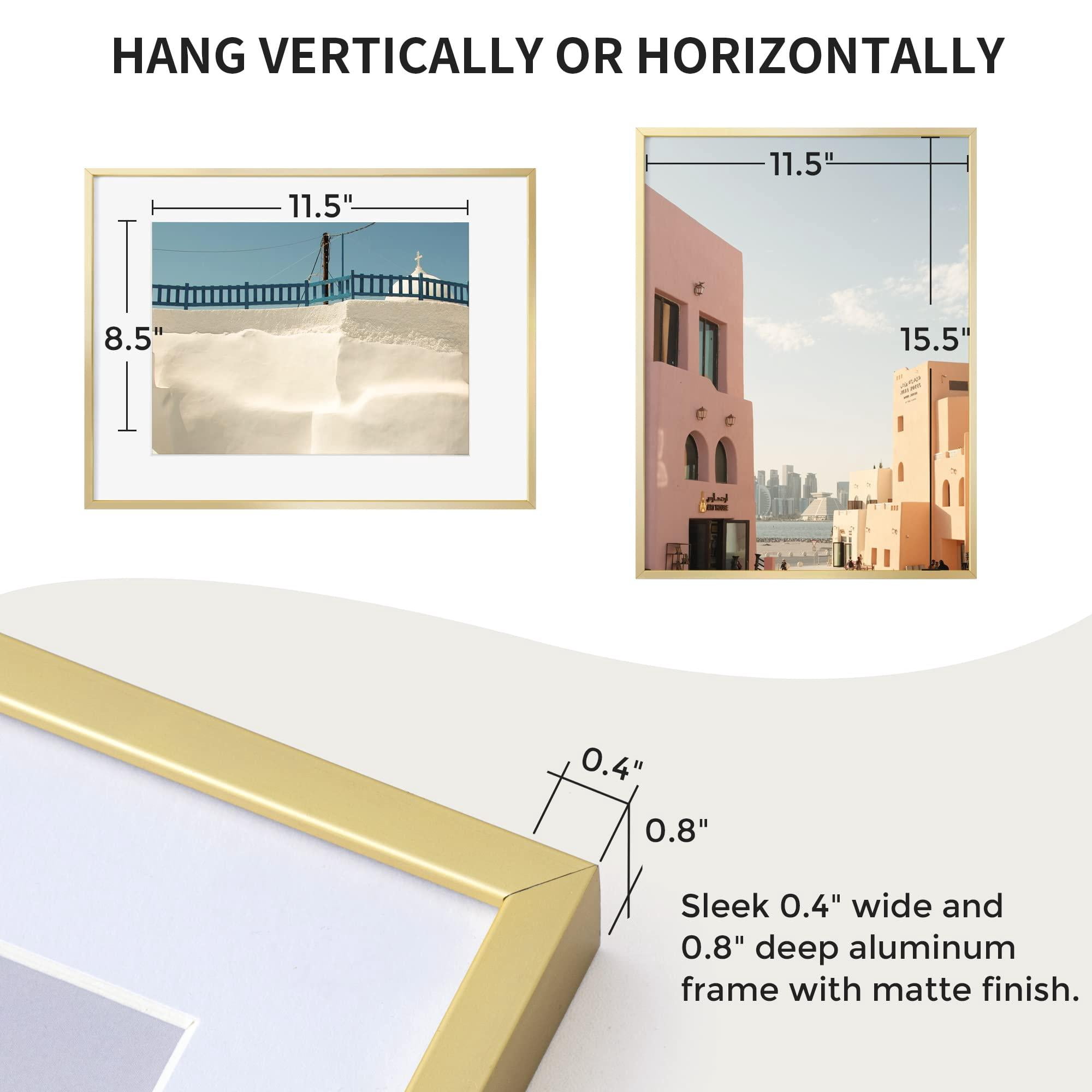 Fun Memories 3 Pack 12x16 Aluminum Metal Picture Frame, Display Photos 9x12 with Mat, Gold