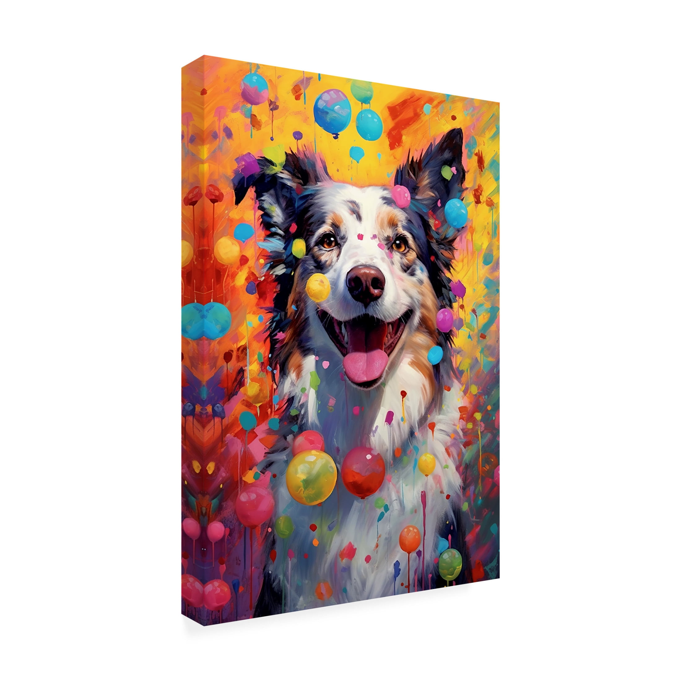 Canvas Wall Art - Ray Heere 'Happy Dog 10' Wall Art for Living Room, Bedroom, or Office Décor by Trademark Fine Art - 22 x 32 Inches