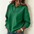 thumbnail image 3 of Tbopshirt Sweatshirts for Women Solid Color Shirt Lapel Patchwork Hoodie Sweatshirt V-Neck Long Sleeve Loose Casual Pullover with Collar Flap Flap Sports Top Hoodie,S-3XL, 3 of 8