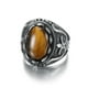 thumbnail image 2 of Anillo de acero inoxidable con gemas para hombre, sencillo, ovalado, con gemas grandes, material incrustado, diseño simple, 2 of 5