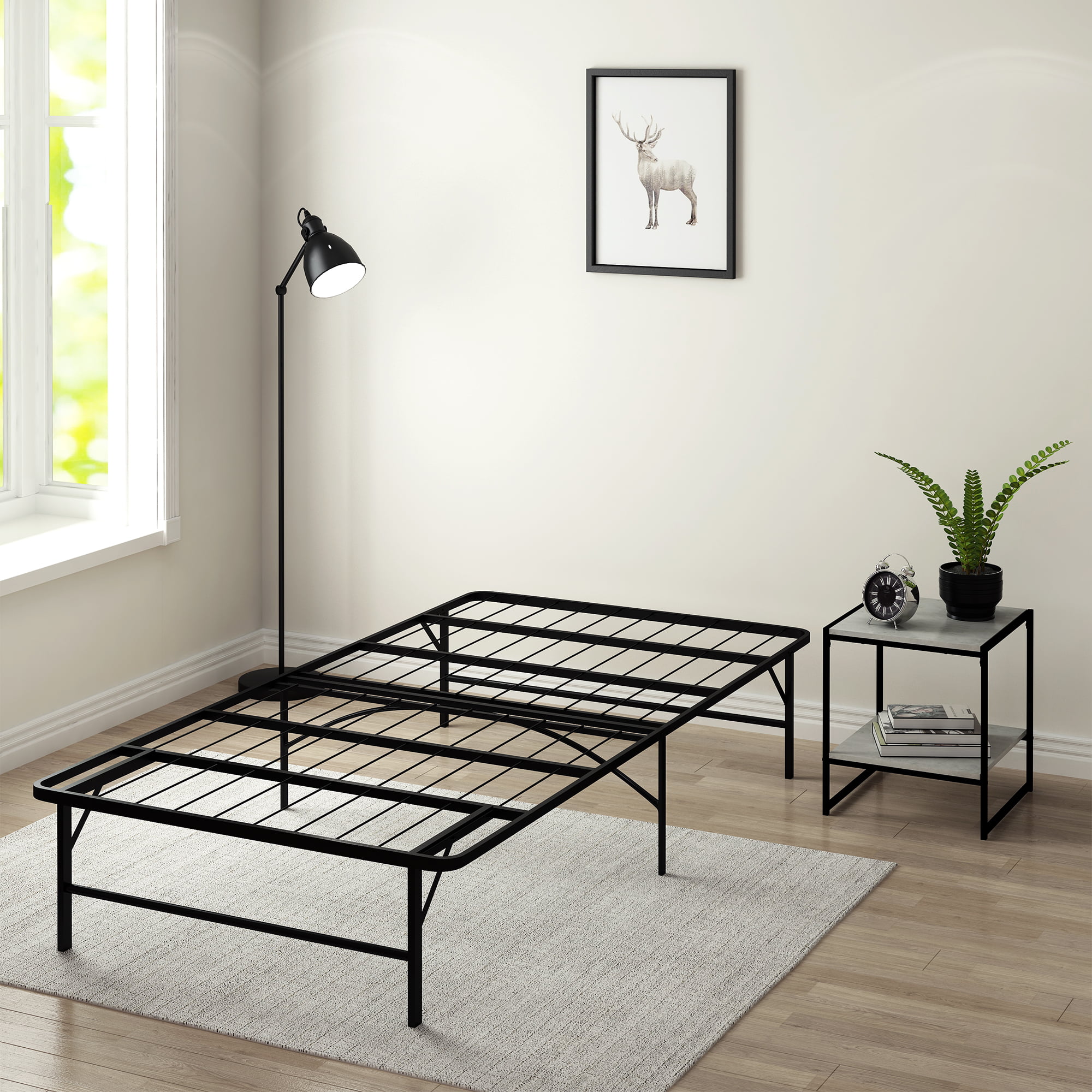 Furinno Angeland Mattress Foundation, Twin Iron Platform Bed Frame