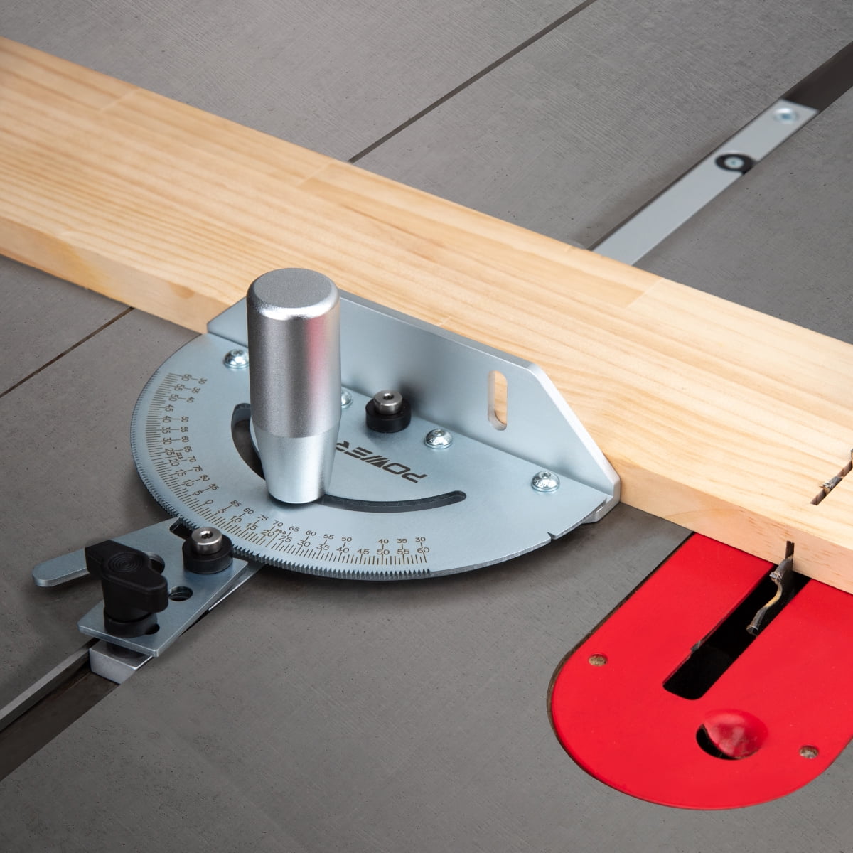 POWERTEC Deluxe Miter Gauge for Table Saw | Miter Guide with 120 Angle Stops, Silver (71143)