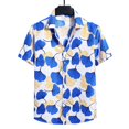 thumbnail image 3 of Camisas Cuello De Hombre Camisas de un solo pecho de primavera y verano para hombre, camisas de manga corta con estampado informal para playa y vacaciones al libre (Blue, L), 3 of 4