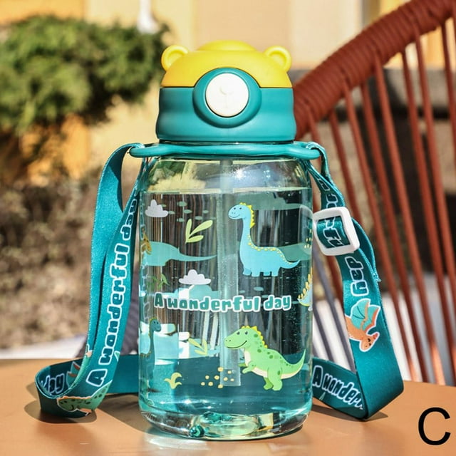 600ml Straw Cup Cute Cartoon Water Bottle Kids Water Cup Tumbler Cartoon Plastic Mug