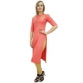 thumbnail image 6 of Atasi Women's Peach Rayon Embroidered Kurti Churidar Straight Cut Salwar Suit - 14, 6 of 9