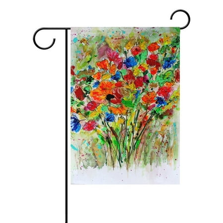 POPCreation Nature Spring Summer Autumn Winter Flower Seasonal Watercolor Decorative Garden Flag 12x18 Inches Abstract Art Floral Outdoor Welcome Flag Banner for Wedding Home Garden