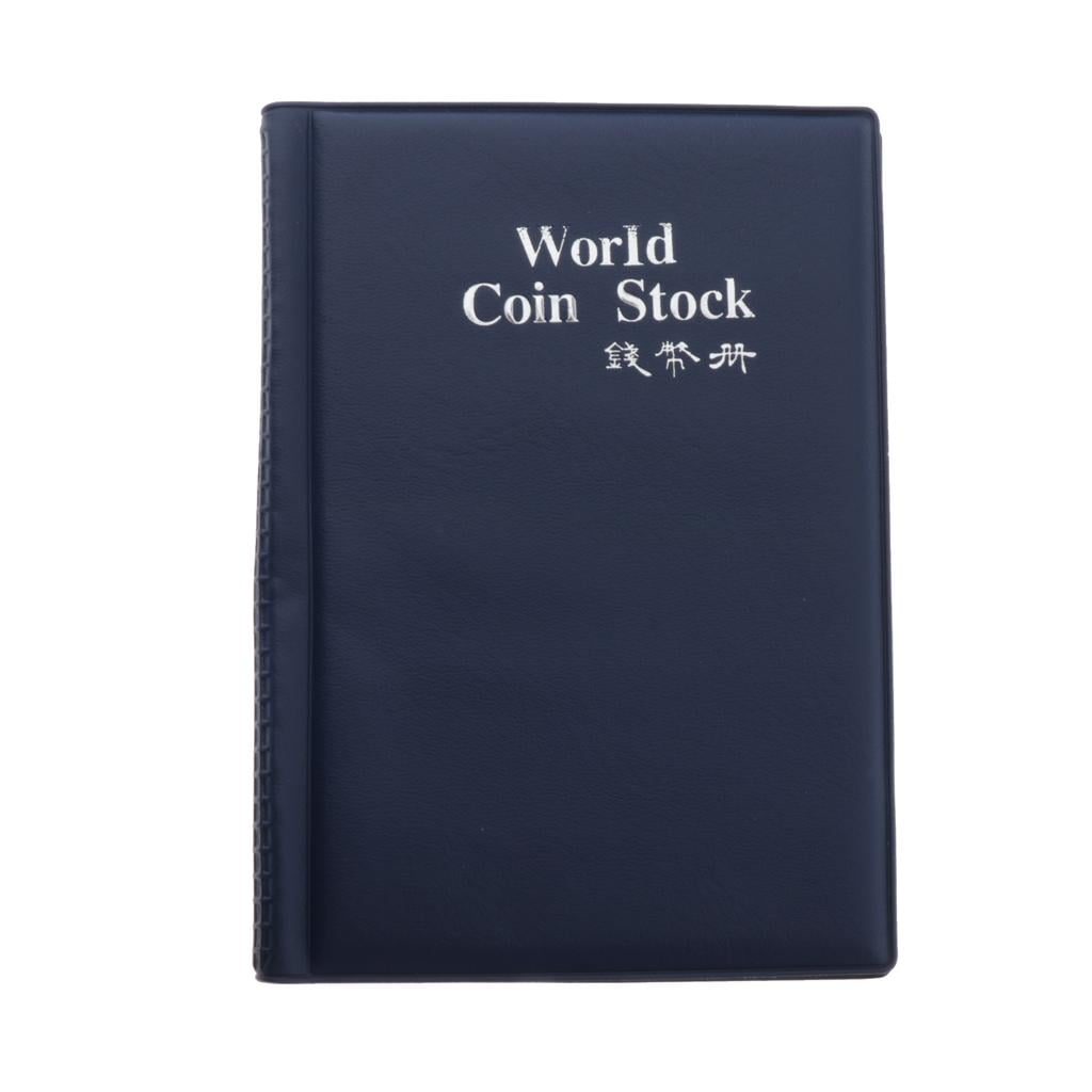 120 Coins Pockets Holder Album Book Blue for Coin Collector Collection Accs 