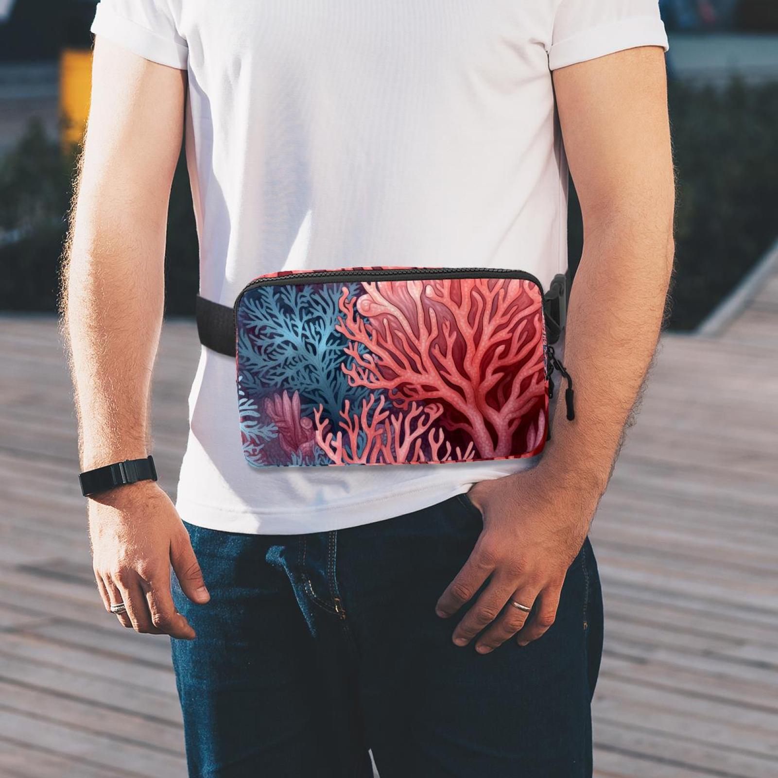 Coral Lightweight, Adjustable Running Belt with Extension Strap, Unisex Waist Bag, Fanny Pack, Cross Body Bag