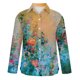 thumbnail image 4 of Moda mujer estampado Casual manga larga Turndown Collar botón camisa Tops Fridja  bvmnju7650, 4 of 5