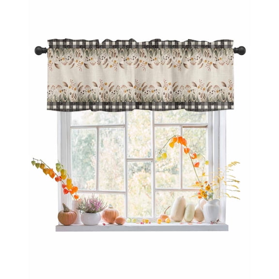 Valances for Windows Fall Orange Foxtail Rod Pocket Cafe Window Treatments Valance Curtains for Kitchen Bathroom Laundry Basement Windows 54"x18"