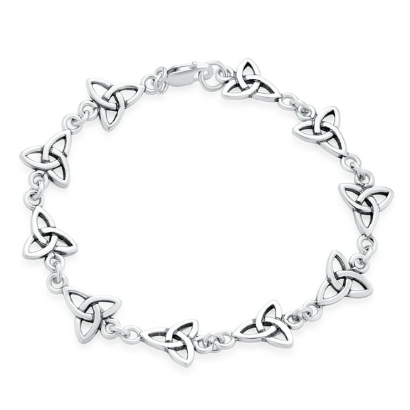 Bling Jewelry Womens Spiritual Chain Link Bracelet Celtic Triquetra Trinity Sterling Silver Jewelry