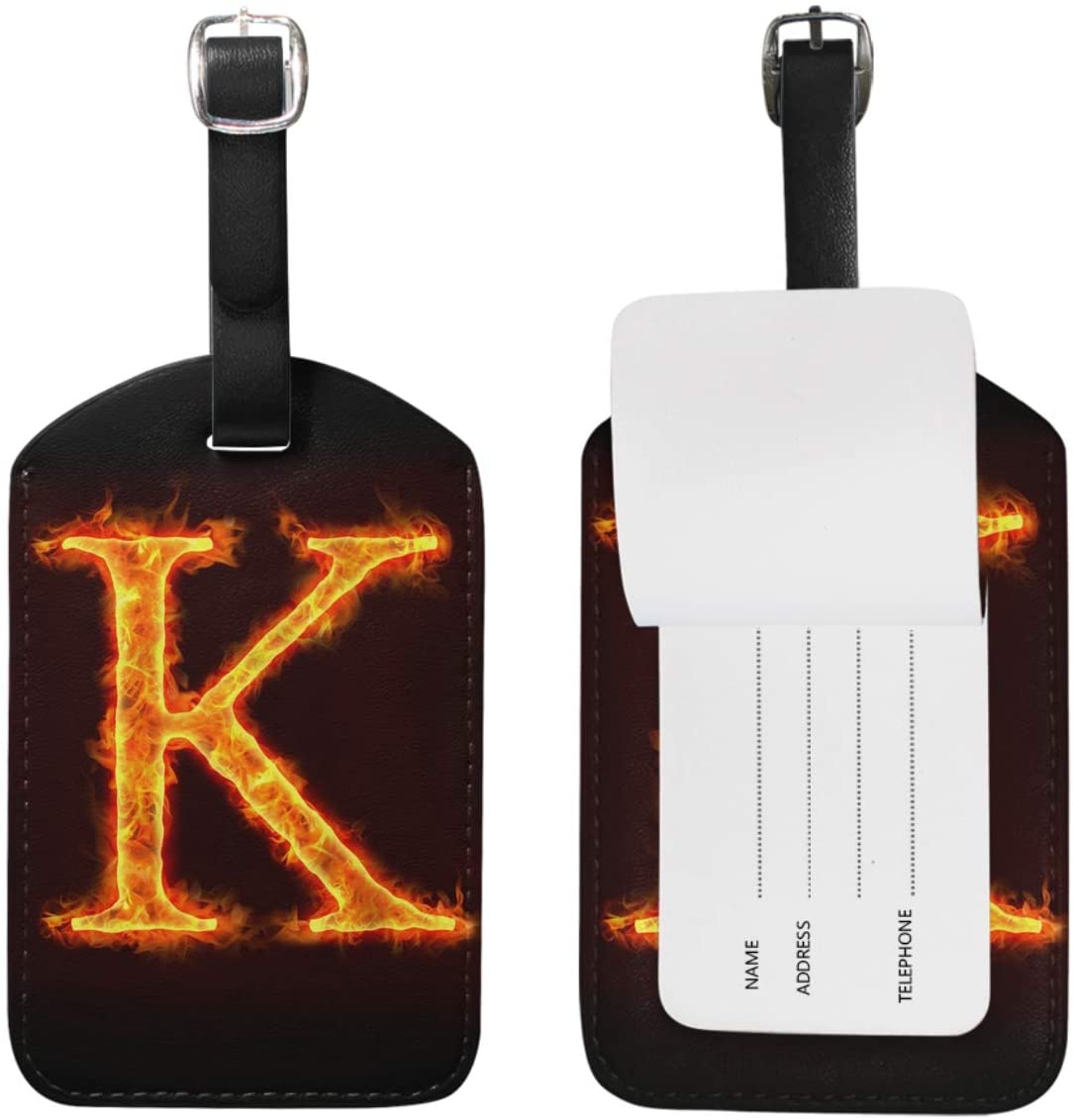 Cool Fire Letter K Luggage Tags Leather 