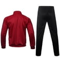 thumbnail image 2 of Men's Tracksutis 2 Piece Full Zip Running Jogging Sweatsuits Set with Drawstiring-Burgundy，XXL, 2 of 5