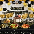 thumbnail image 3 of 201PCS Birthday Party Supplies, Black and Gold Tableware Set Paper Plates Napkins Plastic Tablecloth Forks Knives Spoons Serve 25 for Men Women, 3 of 8