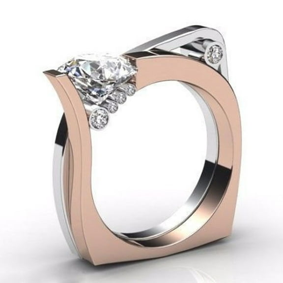 Fashion Two-tone Alloy Inlaid Zircon Ring
