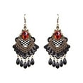 thumbnail image 1 of Gothic Lace Dangle Earrings Vintage Rhinestone Teardrop Dangle Earrings - Red, 1 of 3