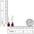 thumbnail image 2 of Gem Stone King 18K Yellow Gold Plated Silver Red Created Ruby and Blue Created Sapphire Dangle Earrings for Women (6.10 Cttw, Gemstone July Birthstone, Emerald Cut 9X7MM), 2 of 4