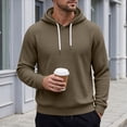 thumbnail image 4 of happyYEE Men's Waffle Hoodie with Drawstring, Casual Long Sleeve Hooded Sweatshirt, Fall Fashion Versatile Pullover Tops, 4 of 9