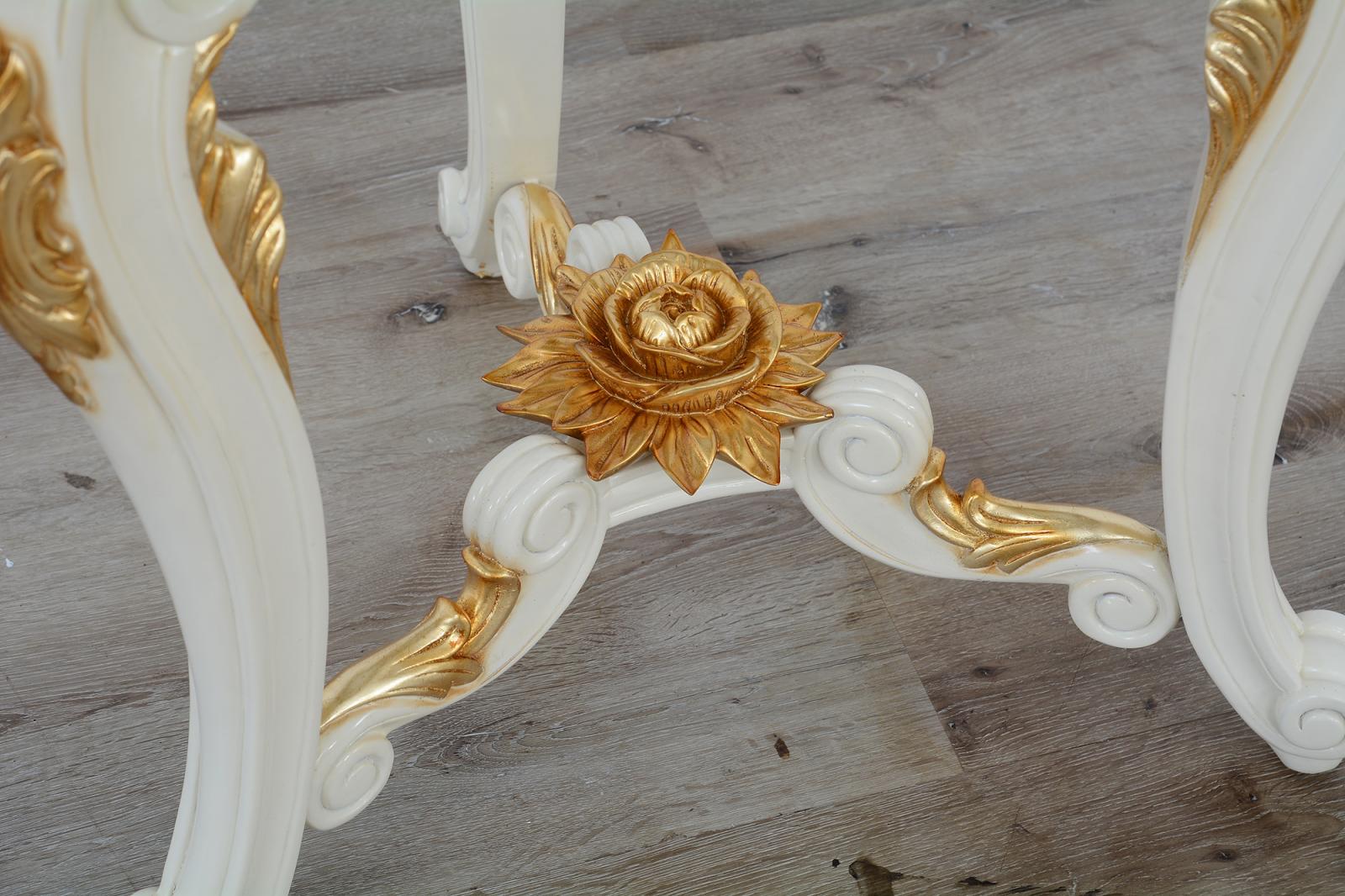 Antique Beige & Gold Luxury BELLAGIO Round Side Table EUROPEAN FURNITURE - image 2 of 3