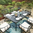 thumbnail image 2 of MF Studio 7-Piece Outdoor Patio Dining Set with 6 Swivel Cushioned Chairs & Large Table for 6-Person, Black & Beige, 2 of 14