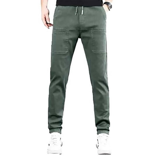 HOLEI Mens Pants High Elasticity Multi Pocket Casual Pants Loose Fit Men's Breathable Sweatpants for Men Army Green 3XL