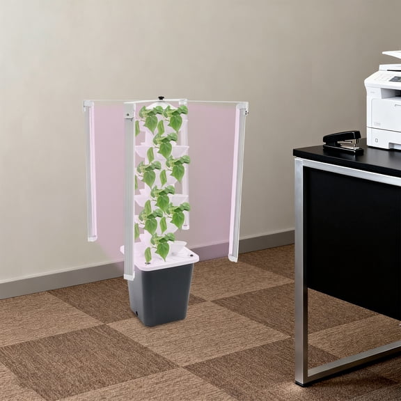 30 Holes Hydroponic Gardening Tower W/ Lights 6 Tier Vertical Hydroponic Growing