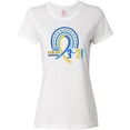 thumbnail image 3 of Inktastic 3-21 World Down Syndrome Day Blue and Yellow Rainbow Ribbon Women's T-Shirt, 3 of 5