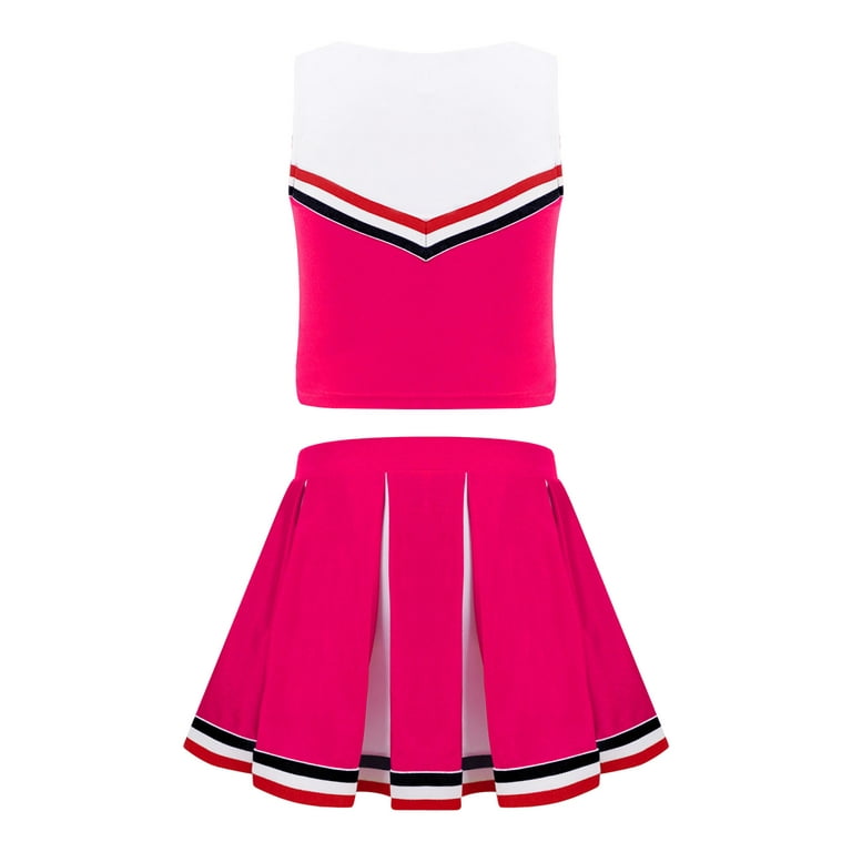 Pink pleated cheerleading skirt discount