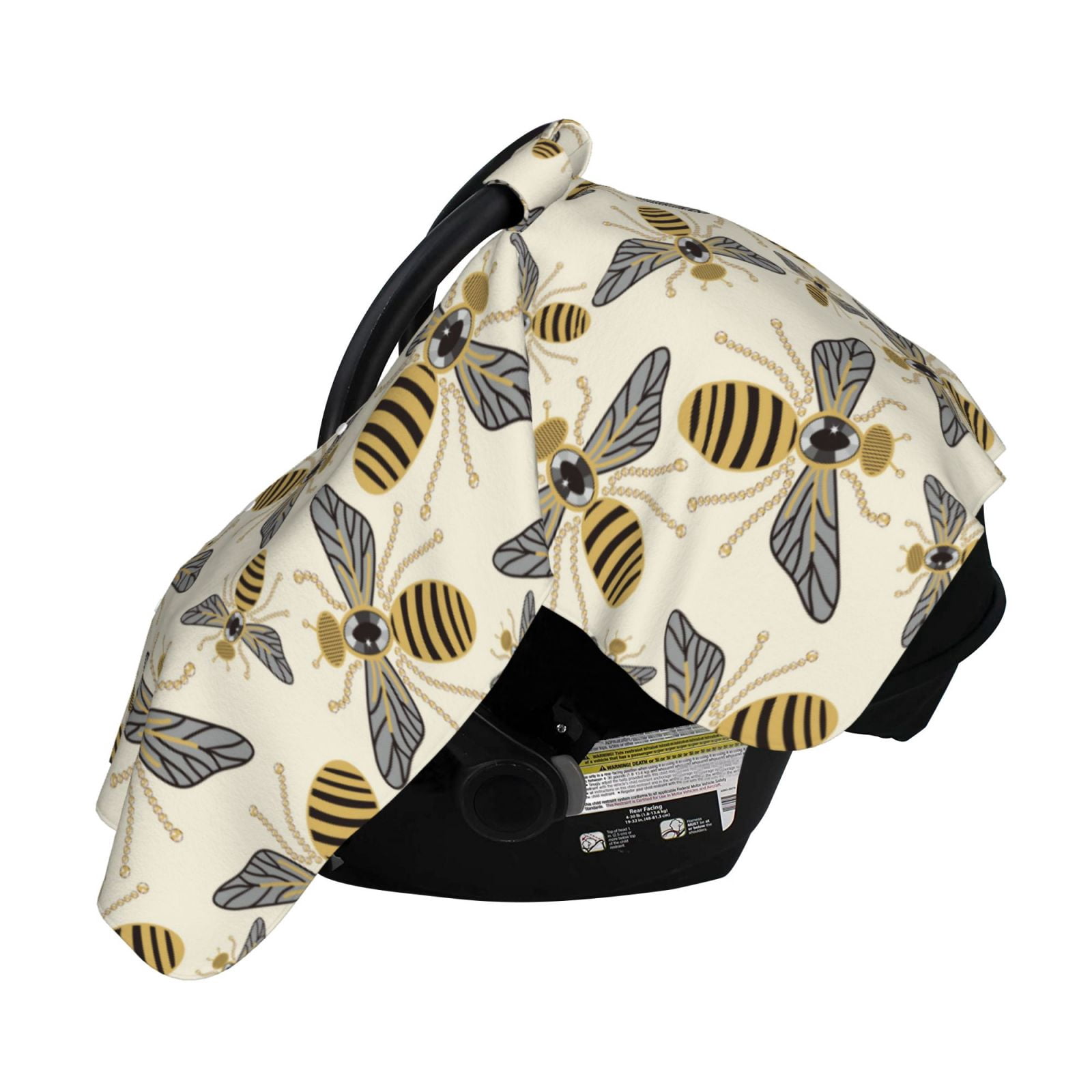 Naloa Flying Bees1 Baby Car Seat Cover, Breathable Baby Carrier Cover, Multiuse Baby Carrier Cover & Nursing Breastfeeding Cover