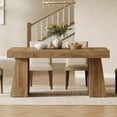 thumbnail image 4 of Fnova 55" Modern Dining Table, Mid-Century Wood Rectangular Writing Desk, Computer desk with Double Trapezoid Base, Seats 4-6 - Perfect for Home Office, Dining Room, Kitchen & Living Room, 4 of 17
