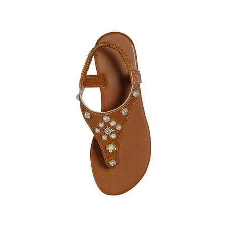 

Rhinestone Dressy Flip Flops for Women Elastic Ankle Strap Fashion Summer Flat Thong Sandals Party Beach Slip On Shoes