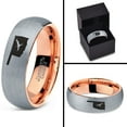 thumbnail image 4 of Tungsten Oklahoma Sooner State Bird Flying Band Ring 7mm Men Women Comfort Fit 18k Rose Gold Dome Brushed Gray Polished, 4 of 4