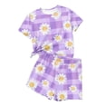thumbnail image 4 of Zpanxa Ensembles Assortis pour Filles T-Shirt à Col Rond à Manches Courtes Imprimé avec Shorts Ensemble 2 Pcs Tenue Sportive Décontractée 4-5 Ans, 4 of 6
