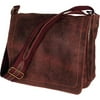 David King Leather 6111 Distressed North/South Messenger Bag Cafe OSFA