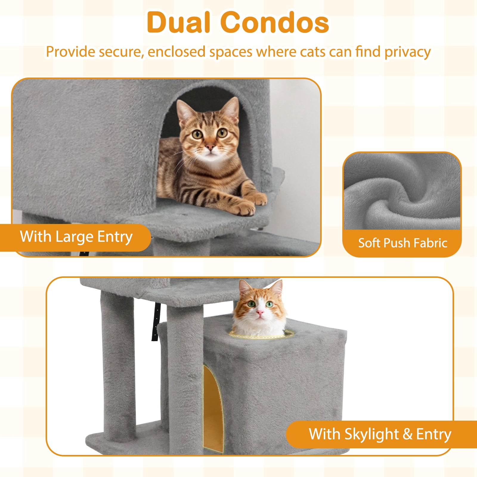 Gymax 57'' Cat Tree for Indoor Cats w/ Dual Condos Hammock Sisal Scratching Posts