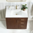 thumbnail image 4 of Vinnova San 36" Single Sink Wood Bath Vanity with Grain Stone in Natural Walnut, 4 of 16