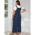 thumbnail image 7 of SHOWMALL Women’s Plus Jumpsuits Summer Boho Casual Wide Leg Overalls Navy Blue 3X Baggy Rompers with Pocket, 7 of 7