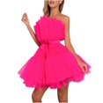 thumbnail image 2 of Femmes Tulle Robe Sans Manches Robe Courte en Mesh Solide Princesse Steapless Partie Robe, 2 of 4